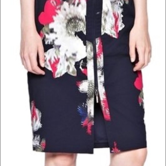 French Connection FCUK Floral Zipper Midi Dress - Picture 4 of 4